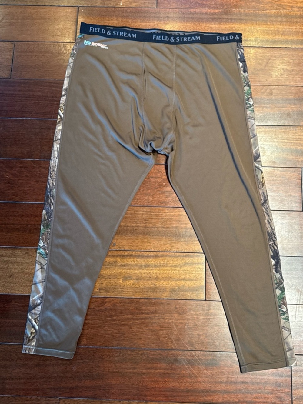 Field & Stream Men's Brown Thermal Base Layer Pants with Camo Trim 2XL